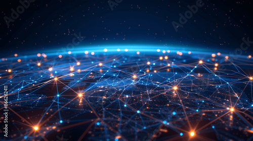 Digital network spanning the globe futuristic illustration