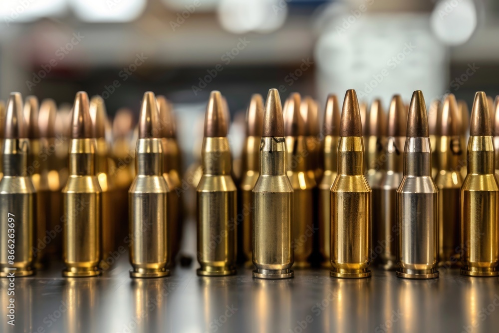 Bullet shells of different sizes for military ammunition production and storage. The brass bullet shells for ammo manufacturing Bullet shells of different sizes for military ammunition production and storage. The brass bullet shells for ammo manufacturing
