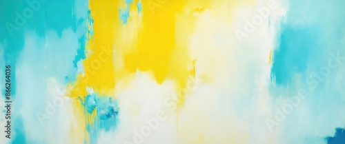 Panel kuchenny z motywem Abstract art background oil painting Yellow and white, Turquoise blue