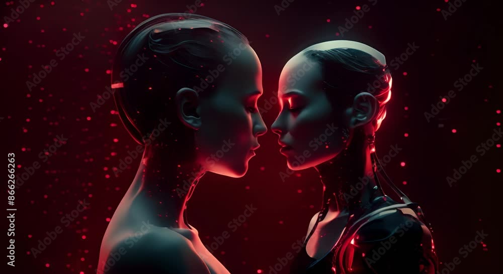 The cyborg mother has a real baby in her arms. Science and technology of the future The cyborg mother has a real baby in her arms. Science and technology of the future