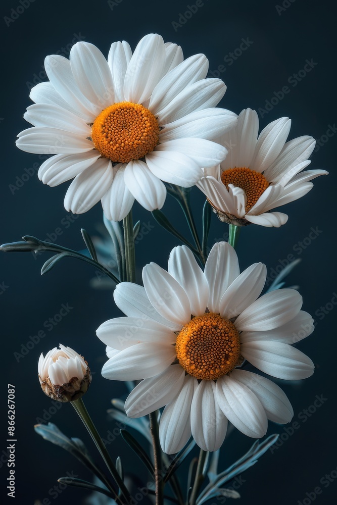 Elegant white daisy chamomile flower on white background, aesthetic composition. Still life, summer, spring concept. Elegant white daisy chamomile flower on white background, aesthetic composition. Still life, summer, spring concept.
