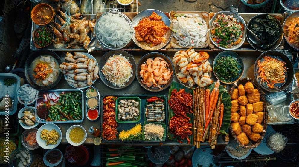 Fototapeta premium A delightful exploration of culinary diversity and cultural heritage can be had by taking on a local food challenge in the Asia Pacific region.