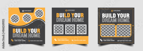 Construction Real Estate social media post banner design Template ,Home for sale social media post , Corporate construction tools social media post design, home improvement banner template