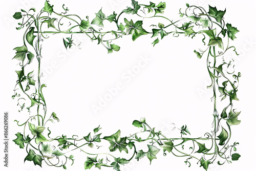 Wallpaper Mural detailed frame of ivy leaves creating an intricate border on a white background Torontodigital.ca