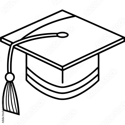 Coloring pages of a gown, and graduation hat, drawn by hand as an illustration design symbol
