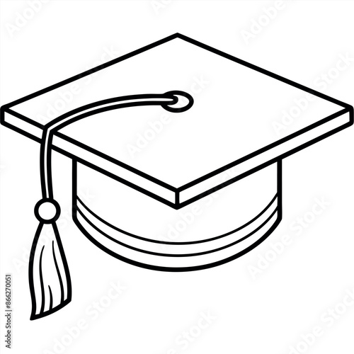 Coloring pages of a gown, and graduation hat, drawn by hand as an illustration design symbol
