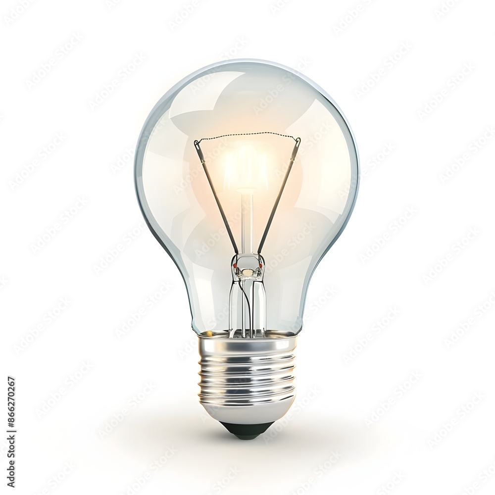 Simple Light Bulb Icon Representing Idea with Glowing Effect on White Background Simple Light Bulb Icon Representing Idea with Glowing Effect on White Background