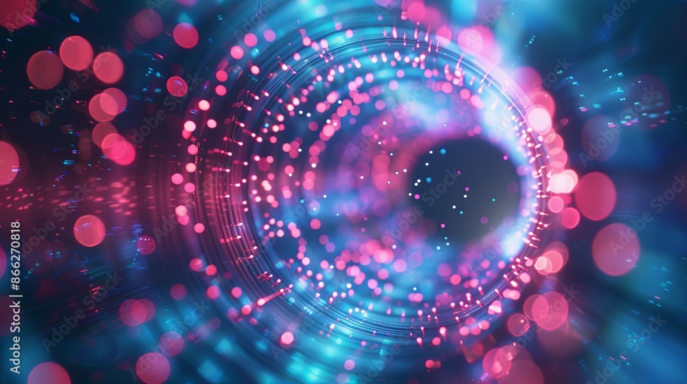 3d render, abstract background with blue and pink light rays and bokeh lights 3d render, abstract background with blue and pink light rays and bokeh lights