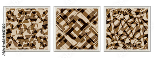 Set of 3 Abstract background in vintage style. Stylized old with grain. For use in graphics, for printing on wall decorations.