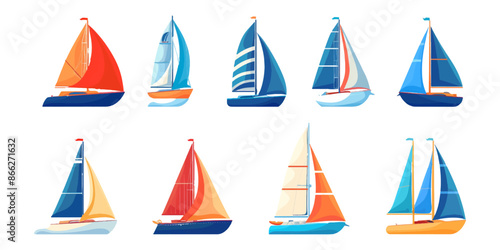 Set of sailboat icon isolated on a white background
