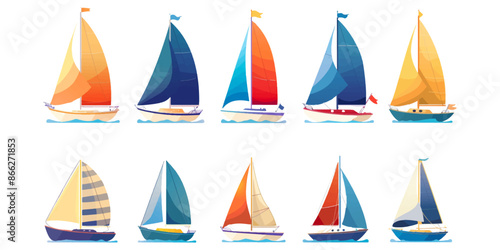 Set of sailboat icon isolated on a white background