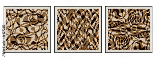 Set of 3 Abstract background in vintage style. Stylized old with grain. For use in graphics, for printing on wall decorations.