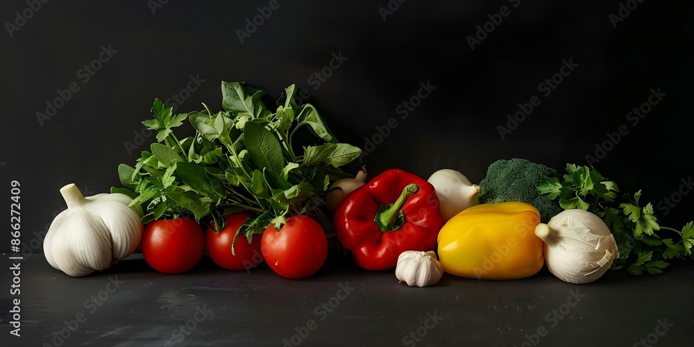IBS-Friendly Diet Fresh and Healthy Vegetables on a Black Background. Concept Food Photography, Healthy Eating, IBS-Friendly Recipes, Vegetarian Meals, Nutritious Diet IBS-Friendly Diet Fresh and Healthy Vegetables on a Black Background. Concept Food Photography, Healthy Eating, IBS-Friendly Recipes, Vegetarian Meals, Nutritious Diet