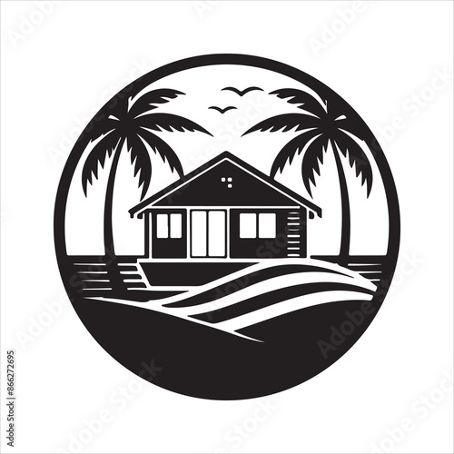 AI Generate a beachfront paradise vector logo for a real estate company specializing in coastal properties 