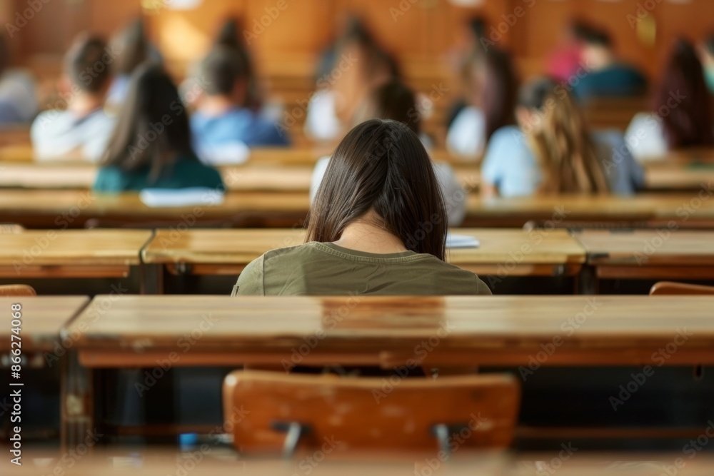 Student surrounded by peers in a classroom setting