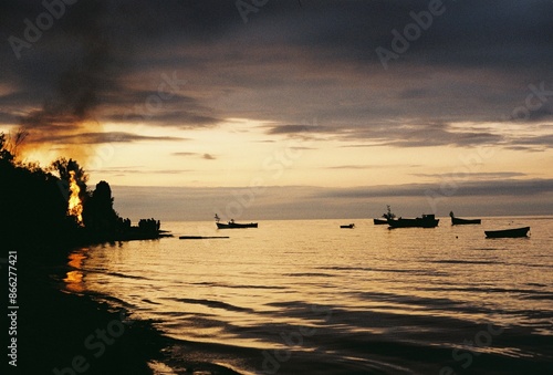 Midsummer sunset in Latvia, Baltic sea