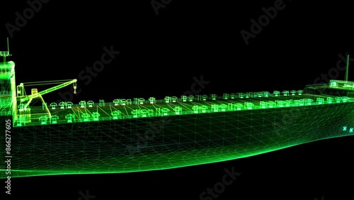 Cargo ship logistics import export raw material, shipping or transportation concept background.