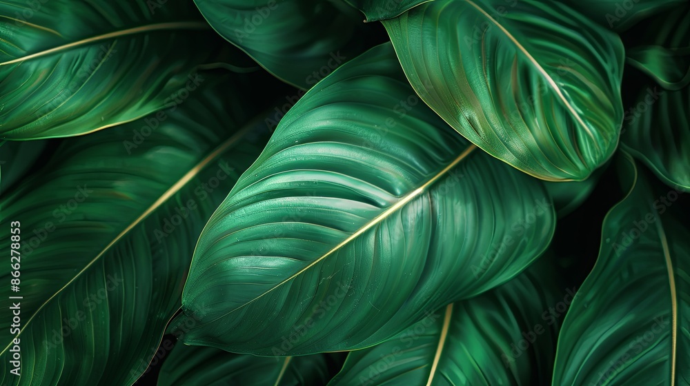 Green tropical plant close-up Green tropical plant close-up