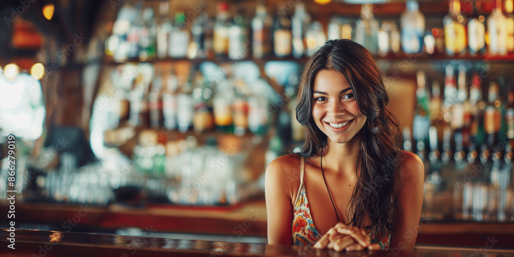 Photo of nice woman working in the bar Photo of nice woman working in the bar