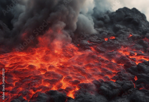 Lava texture fire background rock volcano magma molten hell hot flow flame pattern seamless Earth la © FrameFinesse