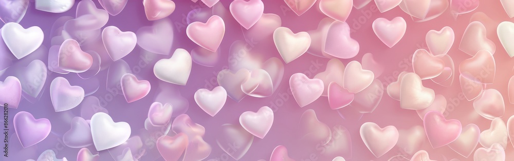 Dreamy Pink and Blue Hearts Floating in Light Dreamy Pink and Blue Hearts Floating in Light