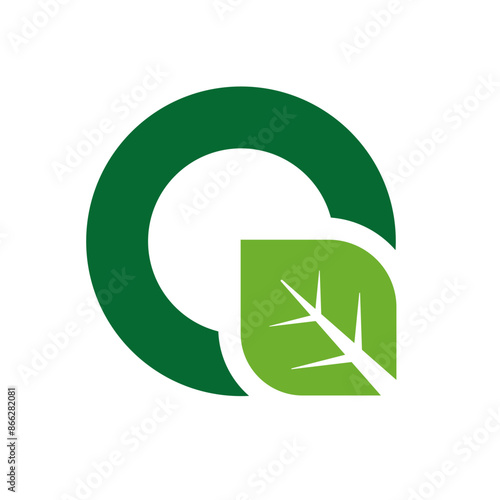 letter O and green leaf logo symbol