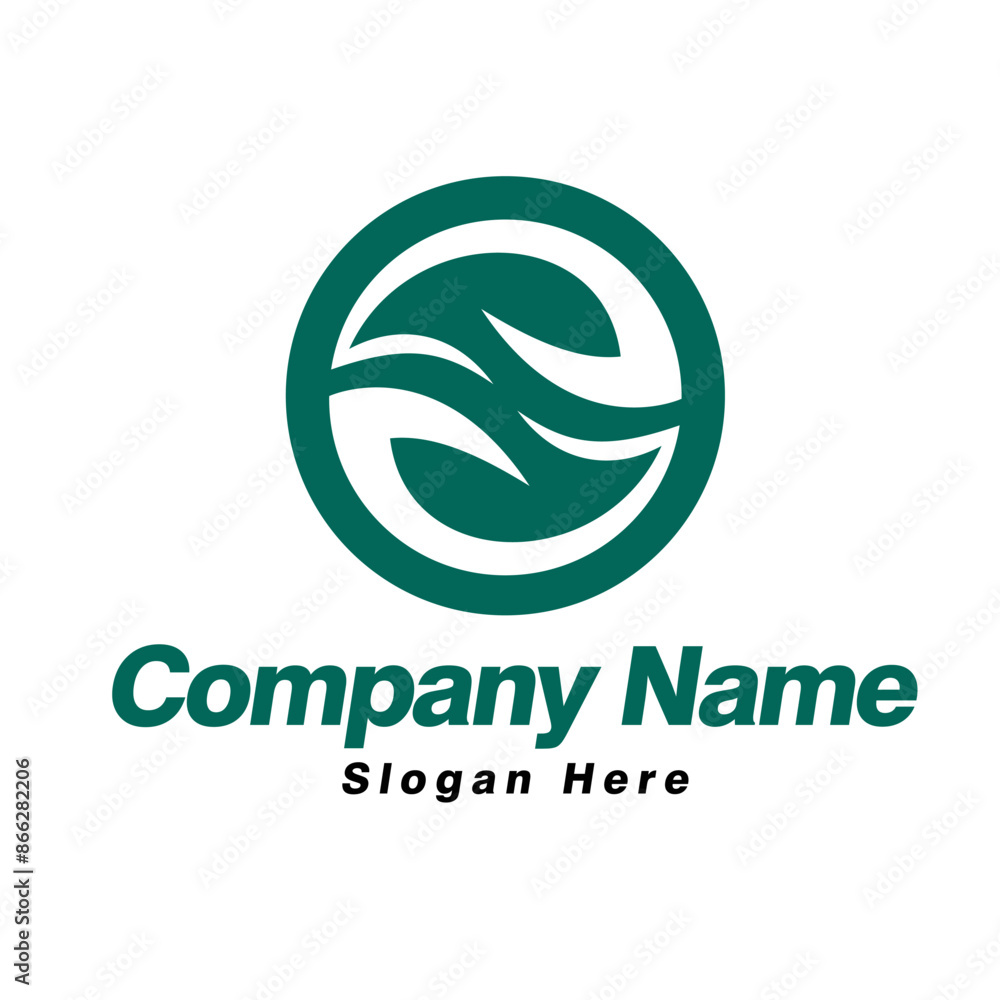 Obraz premium green circle leaf herbal logo template
