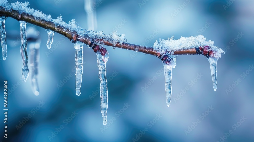 Close-up of icicles hanging from a branch