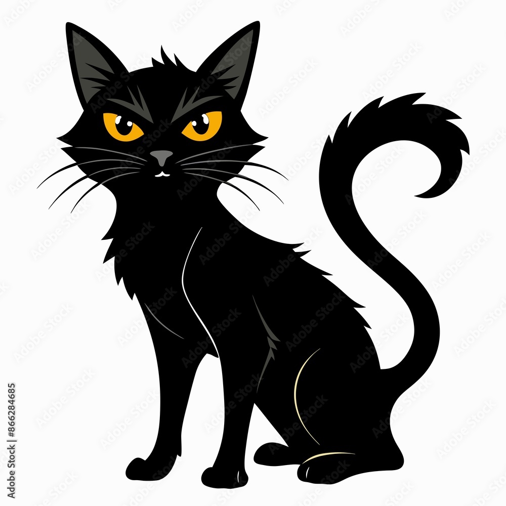 black elegant cat in vector style for halloween decoration and other sketches black elegant cat in vector style for halloween decoration and other sketches