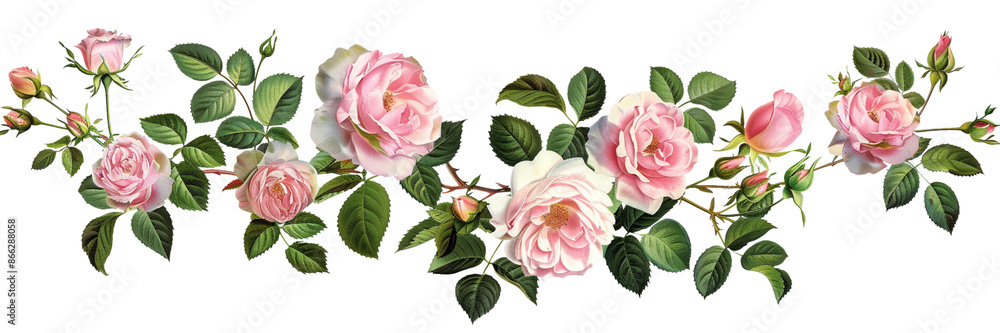 beautiful pink roses with lush green leaves on transparent white background beautiful pink roses with lush green leaves on transparent white background