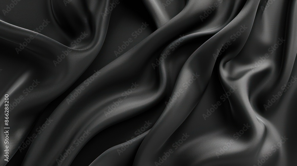 Abstract Draped Black Satin Abstract Draped Black Satin