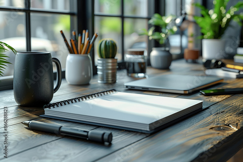 Wallpaper Mural A Modern Workspace With a Blank Notebook and Pen Ready for Writing Torontodigital.ca