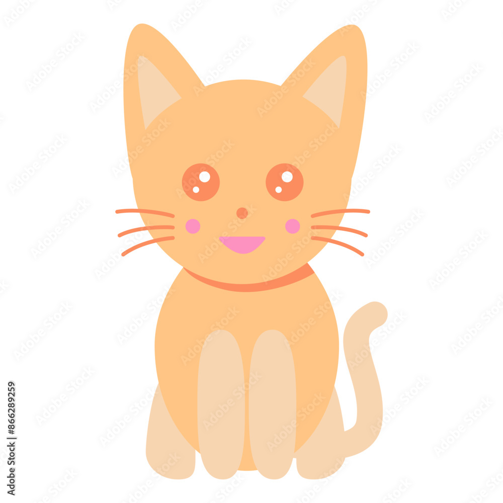 Cute cat, childrens element in kawaii style, vector Cute cat, childrens element in kawaii style, vector