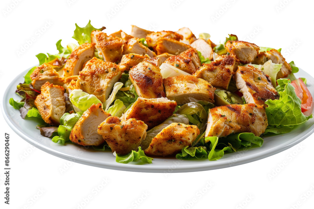 A plate of chicken salad with lettuce and other vegetables A plate of chicken salad with lettuce and other vegetables