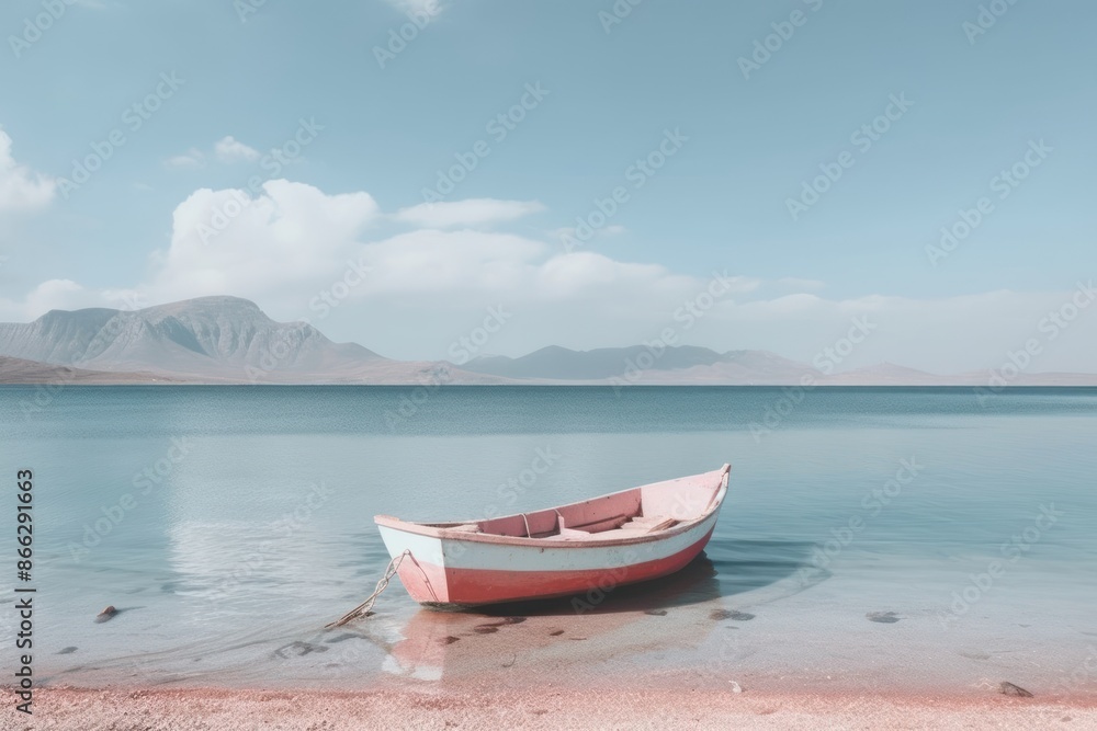 Naklejka premium Summer scenery boat vehicle transportation.