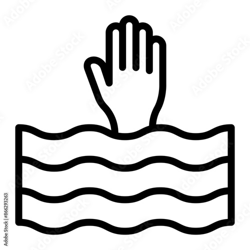 Drowning Line Icon Design