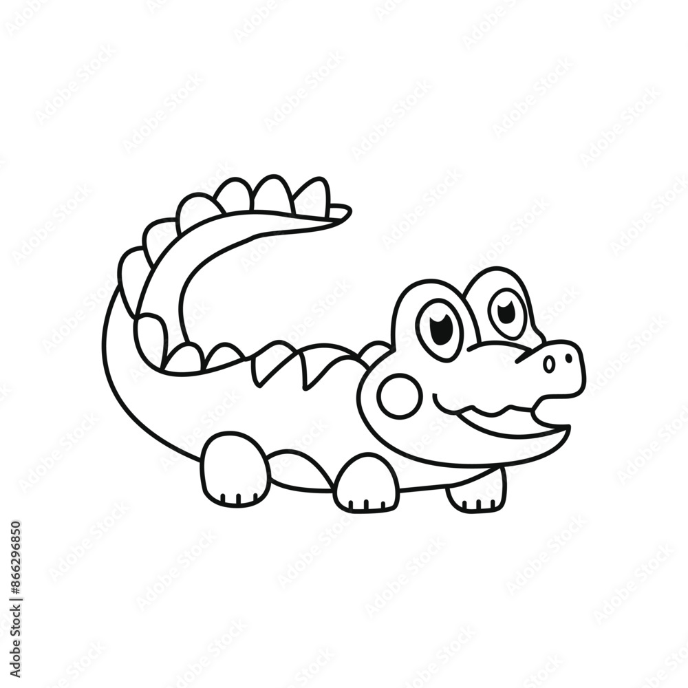 Obraz premium cute and funny coloring page of a crocodile