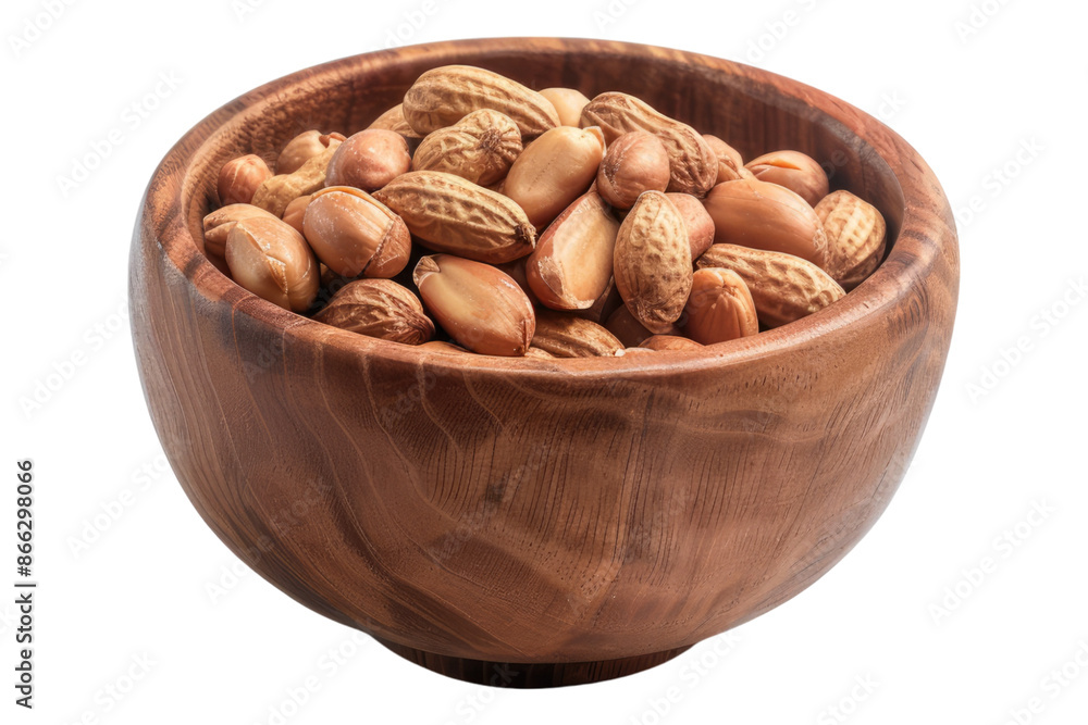 Peanut in wooden bowl isolated on transparent background Peanut in wooden bowl isolated on transparent background