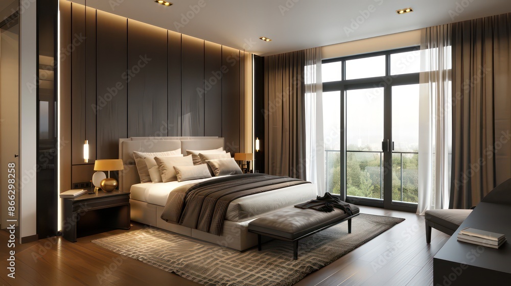 Fototapeta premium home interior design, bedroom design ideas