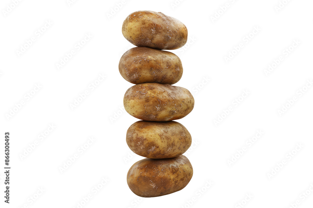 Stack of potatoes isolated on transparent background Stack of potatoes isolated on transparent background
