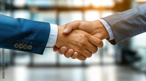 Business Handshake Agreement Two Professionals Sealing Deal Closeup Firm Grip Success 