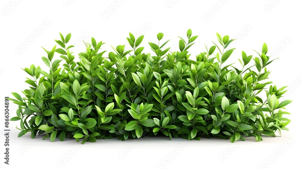 Minimalist Plain White Background with Lush Green Bush Minimalist Plain White Background with Lush Green Bush