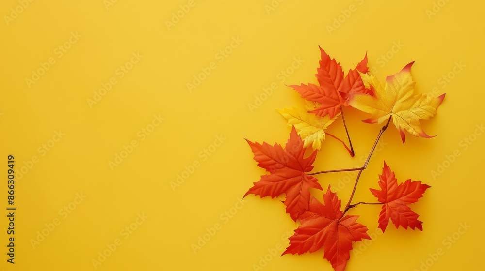 The wallpaper features maple leaves arranged with space for letters, on a yellow background. The wallpaper features maple leaves arranged with space for letters, on a yellow background.