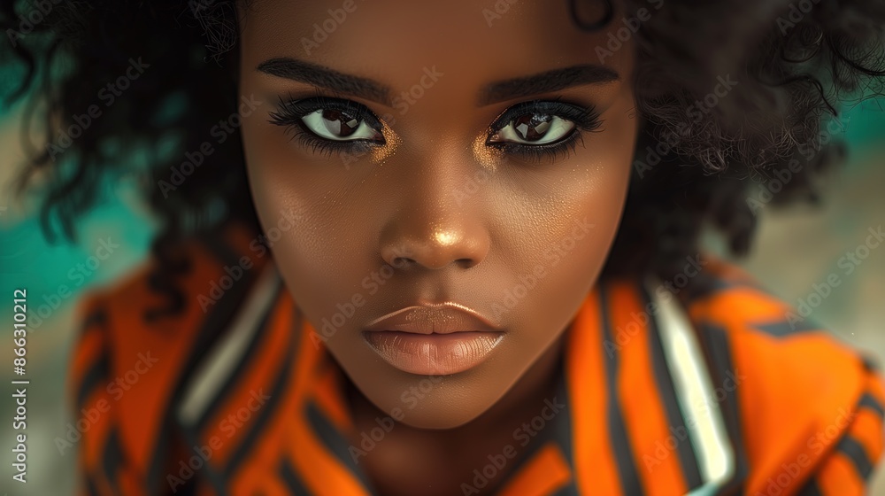 Close-Up Portrait of Young Woman with Intense Gaze in Orange and Black Outfit
Close-Up Portrait of Young Woman with Intense Gaze in Orange and Black Outfit