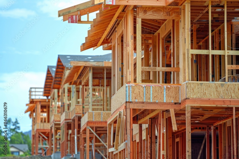 Construction Site Home: Abstract Wood Home Framing at Construction Site Construction Site Home: Abstract Wood Home Framing at Construction Site