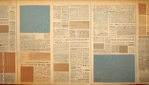 stack of weathered old newspapers with visible texture old paper background with a worn, grunge texture, reminiscent of aged newspaper pages