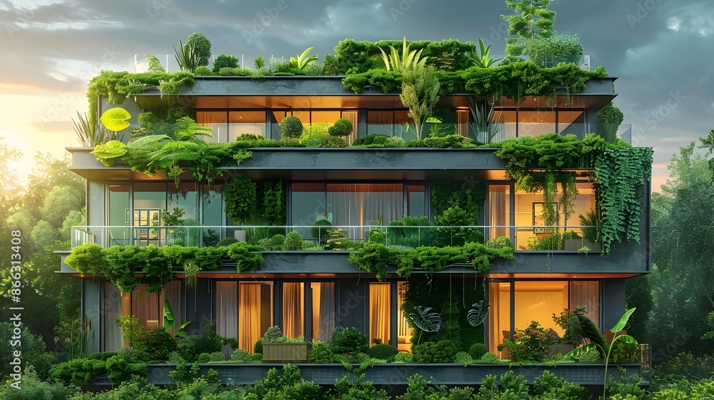 Sustainable Eco Friendly Building with Integrated Green Walls and Rooftop Gardens Sustainable Eco Friendly Building with Integrated Green Walls and Rooftop Gardens