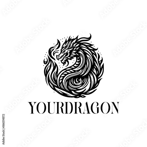 dragon fire lineart vector