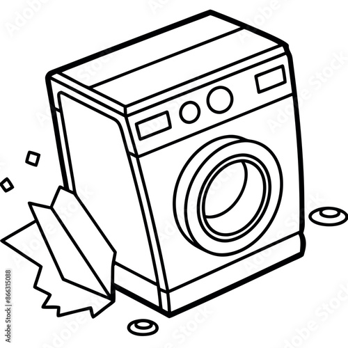 Washing machine with a single line illustration Concept of home appliances Vector illustration of continuous line sketch design graphic
