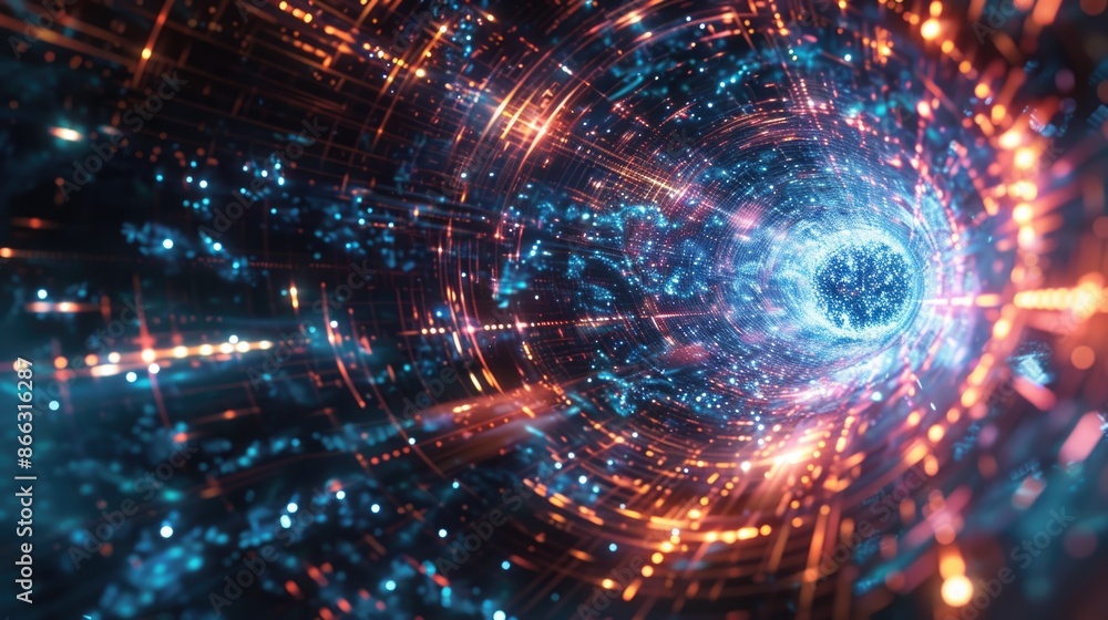 Digital universe journey, time and space technology in the future background concept Digital universe journey, time and space technology in the future background concept